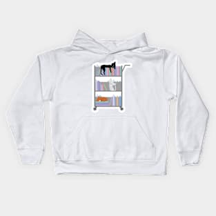 Cats on Library Cart Kids Hoodie